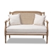 Baxton Studio Clemence French Provincial Ivory Fabric Upholstered Whitewashed Wood Loveseat - BSOASS1038-LS