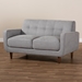 Baxton Studio Allister Mid-Century Modern Light Grey Fabric Upholstered Loveseat - BSOJ1453-Light Grey-LS