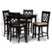 Baxton Studio Nisa Modern and Contemporary Sand Fabric Upholstered Espresso Brown Finished 5-Piece Wood Pub Set - BSORH321P-Sand/Dark Brown-5PC Pub Set
