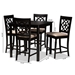 Baxton Studio Arden Modern and Contemporary Sand Fabric Upholstered Espresso Brown Finished 5-Piece Wood Pub Set - BSORH322P-Sand/Dark Brown-5PC Pub Set
