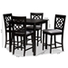 Baxton Studio Arden Modern and Contemporary Grey Fabric Upholstered Espresso Brown Finished 5-Piece Wood Pub Set - BSORH322P-Grey/Dark Brown-5PC Pub Set