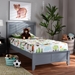 Baxton Studio Adela Modern and Contemporary Grey Finished Wood Twin Size Platform Bed - BSOAdela-Gray-Twin