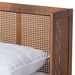 Baxton Studio Rina Mid-Century Modern Ash Wanut Finished Wood and Synthetic Rattan Queen Size Platform Bed with Wrap-Around Headboard - BSOMG97151-Ash Walnut Rattan-Queen