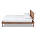 Baxton Studio Romy Vintage French Inspired Ash Wanut Finished Wood and Synthetic Rattan Queen Size Platform Bed - BSOMG0005-Ash Walnut Rattan-Queen