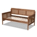 Baxton Studio Toveli Vintage French Inspired Ash Wanut Finished Wood and Synthetic Rattan Daybed - BSOMG0015-Ash Walnut Rattan-Daybed