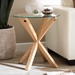 Baxton Studio Lida Modern and Contemporary Glass and Wood Finished End Table - BSOPanama-Clear/Natural-ET