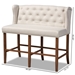 Baxton Studio Alira Modern and Contemporary Beige Fabric Upholstered Walnut Finished Wood Button Tufted Bar Stool Bench - BSOBBT5349-Beige/Walnut-Bench