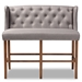Baxton Studio Alira Modern and Contemporary Grey Fabric Upholstered Walnut Finished Wood Button Tufted Bar Stool Bench - BSOBBT5349-Grey/Walnut-Bench