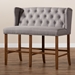 Baxton Studio Alira Modern and Contemporary Grey Fabric Upholstered Walnut Finished Wood Button Tufted Bar Stool Bench - BSOBBT5349-Grey/Walnut-Bench