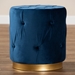 Baxton Studio Gaia Glam and Luxe Navy Blue Velvet Fabric Upholstered Gold Finished Button Tufted Ottoman - BSOFJ5A-015-Navy/Gold-Otto