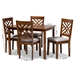 Baxton Studio Caron Modern and Contemporary Grey Fabric Upholstered Walnut Brown Finished Wood 5-Piece Dining Set - BSORH317C-Grey/Walnut-5PC Dining Set
