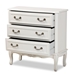 Baxton Studio Gabrielle Traditional French Country Provincial White-Finished 3-Drawer Wood Storage Cabinet - BSOETASW-08-White-3DW-Cabinet