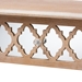 Baxton Studio Celia Transitional Rustic French Country White-Washed Wood and Mirror 2-Drawer Quatrefoil Console Table - BSOJY17A044-Natural Brown/Silver-Console