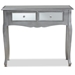 Baxton Studio Leonie Modern Transitional French Brushed Silver Finished Wood and Mirrored Glass 2-Drawer Console Table - BSOYA2-Silver-Console