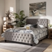 Baxton Studio Annalisa Modern Transitional Grey Fabric Upholstered Button Tufted Queen Size Panel Bed - BSOAnnalisa-Grey-Queen