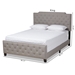 Baxton Studio Marion Modern Transitional Grey Fabric Upholstered Button Tufted Queen Size Panel Bed - BSOMarion-Grey-Queen