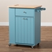 Baxton Studio Liona Modern and Contemporary Sky Blue Finished Wood Kitchen Storage Cart - BSORT599-OCC-Natural/Sky Blue-Cart