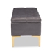 Baxton Studio Valere Glam and Luxe Grey Velvet Fabric Upholstered Gold Finished Button Tufted Storage Ottoman - BSOWS-H68-GD-Grey Velvet/Gold-Otto
