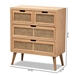 Baxton Studio Alina Mid-Century Modern Medium Oak Finished Wood and Rattan 4-Drawer Accent Storage Cabinet - BSOJY1902-Medium Oak-4DW-Cabinet