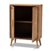 Baxton Studio Alina Mid-Century Modern Medium Oak Finished Wood and Rattan 2-Door Accent Storage Cabinet - BSOJY1904-Medium Oak-Cabinet