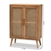 Baxton Studio Alina Mid-Century Modern Medium Oak Finished Wood and Rattan 2-Door Accent Storage Cabinet - BSOJY1904-Medium Oak-Cabinet