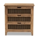 Baxton Studio Clement Rustic Transitional Medium Oak Finished 3-Drawer Wood Spindle Storage Cabinet - BSOLD19A007-Medium Oak-3DW-Cabinet