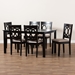 Baxton Studio Lenoir Modern and Contemporary Sand Fabric Upholstered Espresso Brown Finished Wood 7-Piece Dining Set - BSORH315C-Sand/Dark Brown-7PC Dining Set