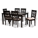 Baxton Studio Caron Modern and Contemporary Sand Fabric Upholstered Espresso Brown Finished Wood 7-Piece Dining Set - BSORH317C-Sand/Dark Brown-7PC Dining Set
