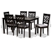 Baxton Studio Caron Modern and Contemporary Grey Fabric Upholstered Espresso Brown Finished Wood 7-Piece Dining Set - BSORH317C-Grey/Dark Brown-7PC Dining Set