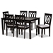 Baxton Studio Reneau Modern and Contemporary Grey Fabric Upholstered Espresso Brown Finished Wood 7-Piece Dining Set
