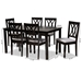 Baxton Studio Reneau Modern and Contemporary Grey Fabric Upholstered Espresso Brown Finished Wood 7-Piece Dining Set - BSORH316C-Grey/Dark Brown-7PC Dining Set