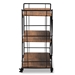 Baxton Studio Neal Rustic Industrial Style Black Metal and Walnut Finished Wood Bar and Kitchen Serving Cart - BSOSR192044L-Rustic Brown/Black-Cart
