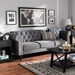 Baxton Studio Emma Traditional and Transitional Grey Velvet Fabric Upholstered and Button Tufted Chesterfield Sofa - BSOEmma-Grey Velvet-SF