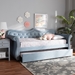 Baxton Studio Abbie Traditional and Transitional Light Blue Velvet Fabric Upholstered and Crystal Tufted Twin Size Daybed with Trundle - BSOAbbie-Light Blue Velvet-Daybed-T/T