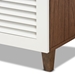Baxton Studio Coolidge Modern and Contemporary White and Walnut Finished 4-Shelf Wood Shoe Storage Cabinet with Drawer - BSOFP-02LV-Walnut/White