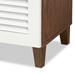 Baxton Studio Coolidge Modern and Contemporary White and Walnut Finished 5-Shelf Wood Shoe Storage Cabinet with Drawer - BSOFP-03LV-Walnut/White