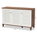 Baxton Studio Coolidge Modern and Contemporary Walnut Finished 8-Shelf Wood Shoe Storage Cabinet - BSOFP-04LV-Walnut/White