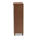 Baxton Studio Coolidge Modern and Contemporary Walnut Finished 11-Shelf Wood Shoe Storage Cabinet with Drawer - BSOFP-05LV-Walnut/White