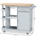 Baxton Studio Donnie Coastal and Farmhouse Two-Tone Light Grey and Natural Finished Wood Kitchen Storage Cart - BSORT672-OCC-Natural/Light Grey-Cart