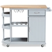Baxton Studio Donnie Coastal and Farmhouse Two-Tone Light Grey and Natural Finished Wood Kitchen Storage Cart - BSORT672-OCC-Natural/Light Grey-Cart