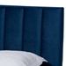 Baxton Studio Clare Glam and Luxe Navy Blue Velvet Fabric Upholstered Queen Size Panel Bed with Channel Tufted Headboard - BSOCF8747X-Navy Blue Velvet-Queen
