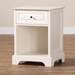 Baxton Studio Chase Modern Transitional White Finished 1-Drawer Wood End Table - BSOSR161050-White-ET