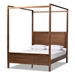 Baxton Studio Veronica Modern and Contemporary Walnut Brown Finished Wood King Size Platform Canopy Bed - BSOMG0021-1-Walnut-King