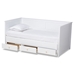 Baxton Studio Thomas Classic and Traditional White Finished Wood Expandable Twin Size to King Size Daybed with Storage Drawers - BSOMG0032-White-3DW-Daybed