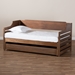 Baxton Studio Jameson Modern and Transitional Walnut Brown Finished Expandable Twin Size to King Size Daybed with Storage Drawer - BSOMG0033-1-Walnut-Daybed