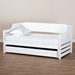 Baxton Studio Jameson Modern and Transitional White Finished Expandable Twin Size to King Size Daybed with Storage Drawer - BSOMG0033-1-White-Daybed