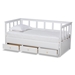 Baxton Studio Kendra Modern and Contemporary White Finished Expandable Twin Size to King Size Daybed with Storage Drawers - BSOMG0035-White-3DW-Daybed