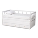 Baxton Studio Kendra Modern and Contemporary White Finished Expandable Twin Size to King Size Daybed with Storage Drawers - BSOMG0035-White-3DW-Daybed
