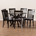 Baxton Studio Lore Modern and Contemporary Grey Fabric Upholstered and Dark Brown Finished Wood 7-Piece Dining Set - BSOLore-Grey/Dark Brown-7PC Dining Set