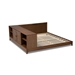 Baxton Studio Kaori Modern and Contemporary Transitional Walnut Brown Finished Wood Queen Size Platform Storage Bed - BSOMG0028-Walnut-Queen